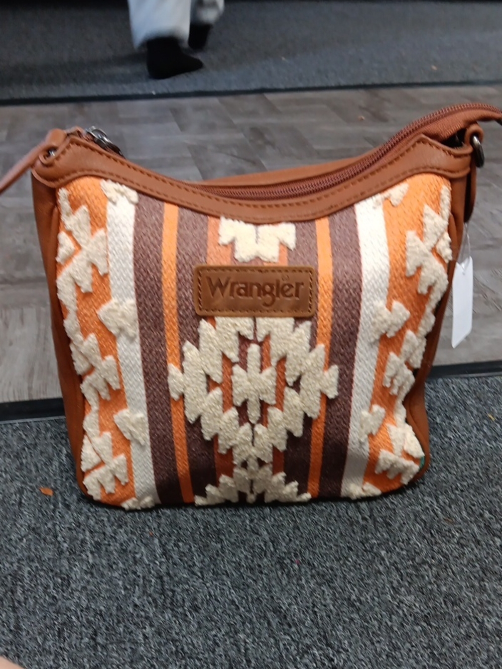 Wrangler Orange Brown Cream Southwestern Shoulder Bag
